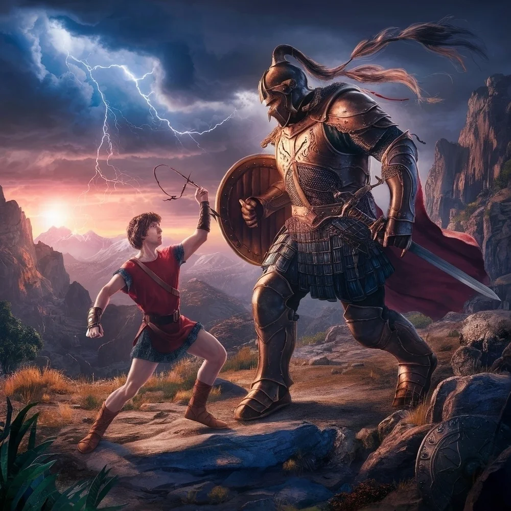 David and Goliath In A Glass Front Frame 8x10 Picture AI wall